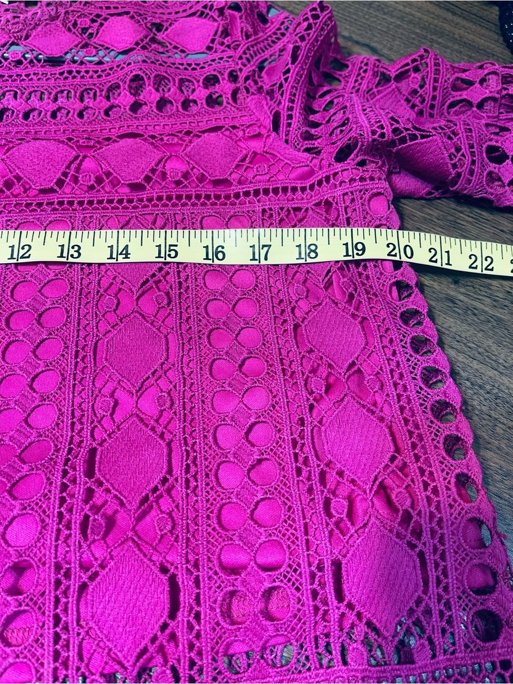 Ellison Magenta Crochet Lace Bell-Sleeve Top - Picture 5 of 7